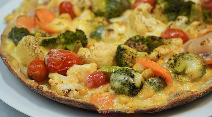 طرز تهیه پیتزا سبزیجات خانگی (بدون فر)